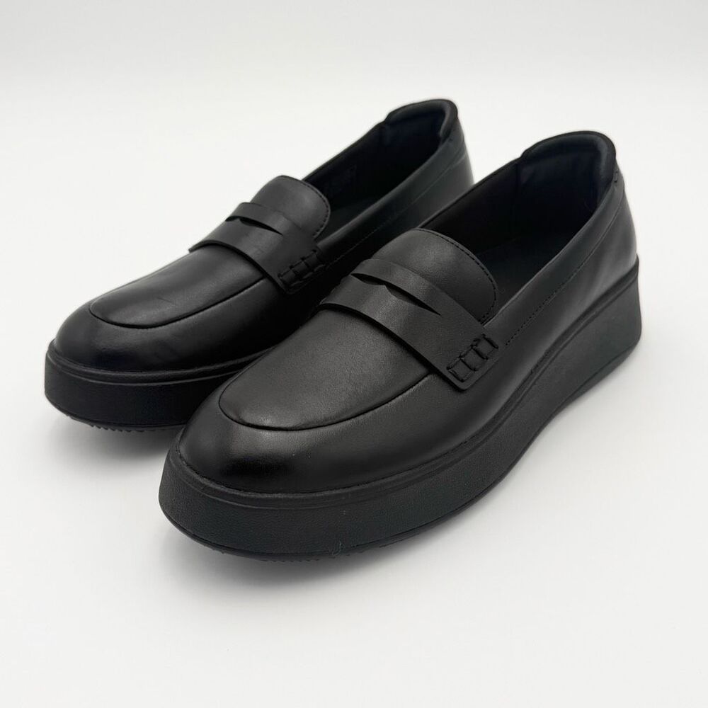 FitFlop F-Mode Leather Black Platform Penny Loafers Size EU 41 / US 9 (Women’s)